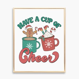 Christmas mug - Merry Christmas Wall Decor - Kids Christmas Print - Merry Christmas Art Print - Childrens Christmas Decor - Retro Print