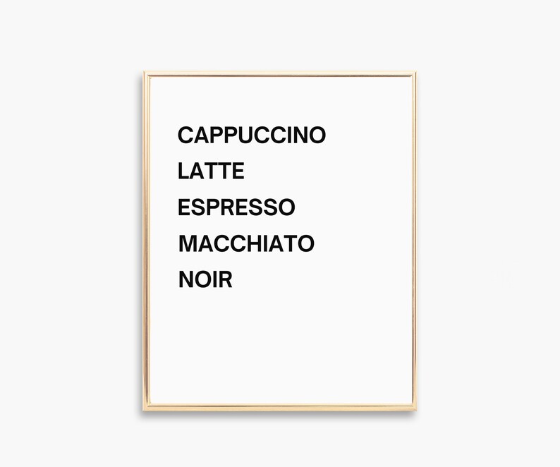 Coffee Chart Kitchen Wall Art Coffee Poster Digital Print Etsy