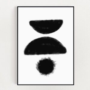 Abstract Print - Black and White Poster - Black Watercolor - Modern Minimalist - Printable Wall Art - Digital Download - Monochrome Print