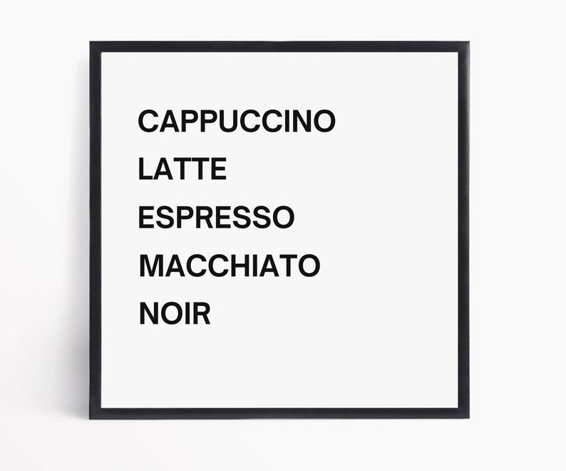 Coffee Chart Kitchen Wall Art Coffee Poster Digital Print Etsy