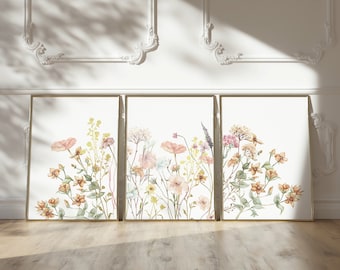 Set van 3 wilde bloemenprints - instant bloemenkunst - afdrukbare kunst - bloemenmuurkunst - botanische print - INSTANT DOWNLOAD - huiscadeau