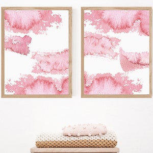 Póster rosa - Impresión abstracta - Acuarela rosa - Estilo rústico moderno - Arte mural imprimible - Descarga digital - Impresión artística rústica