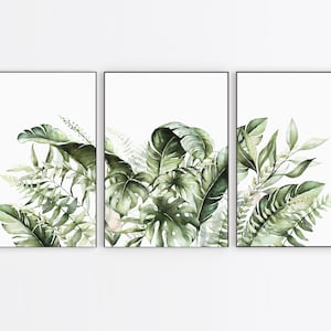 Set of 3 Tropical Greenery Prints - Fern Print - Plant Home Decor - Tropical Wall Art Print - Wall Decor Print - Jungle Plant print