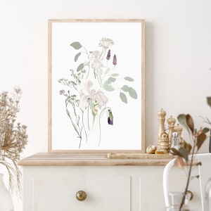 Set of 3 Wildflower Prints - Floral Instant Art - Printable Art - Line ...