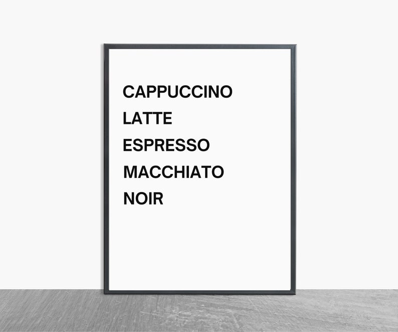 Coffee Chart Kitchen Wall Art Coffee Poster Digital Print Etsy