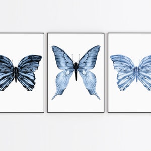 Set of 3 butterfly print - 3 watercolor butterfly print - Butterfly photography print - Modern minimalist home decor - Butterfly art