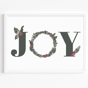 JOY Navidad imprimible - Decoración de la pared de Navidad - Navidad imprimible - Linda decoración navideña - Decoración de invierno - Vacaciones imprimibles - Navidad