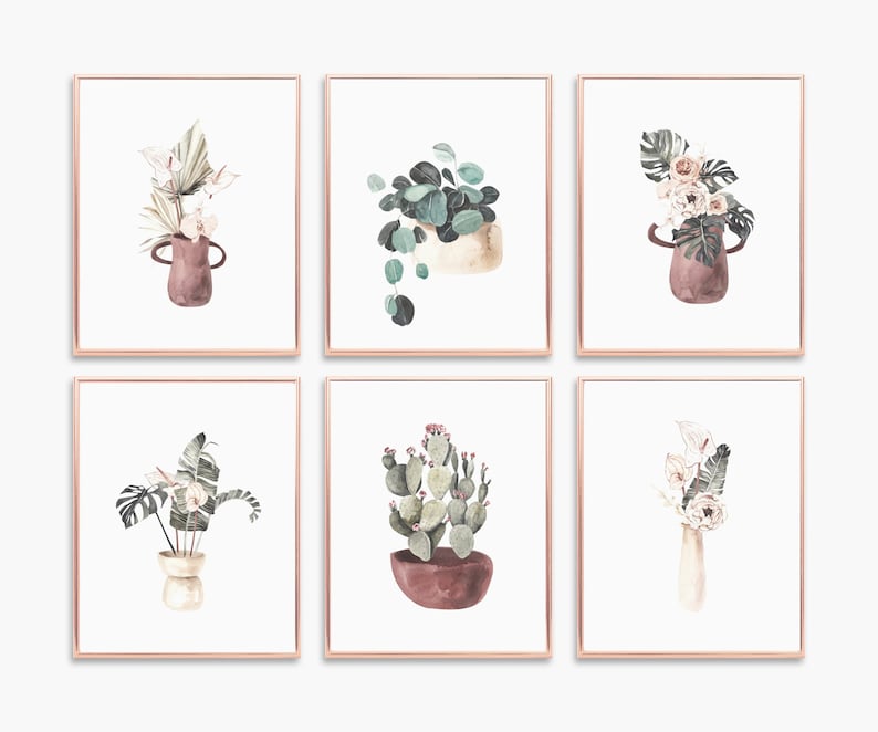 Set of 6 Wall Art Decor Flower Prints Farmhouse Wall Decor Etsy