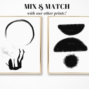 Abstract Print - Black and White Poster - Black Watercolor - Modern Minimalist - Printable Wall Art - Digital Download - Monochrome Print