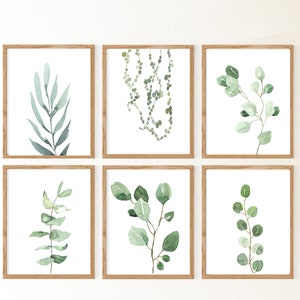 Set of 6 Prints,Wall Art Decor,Greenery,Watercolor,Farmhouse Decor,Home Decor,Botanical, Plant Print, Eucalyptus Print,Printable Wall Decor