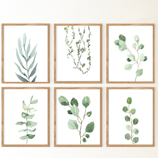 Digitaler Download Wasserfarbe Greenery Prints Set: Digitale Illustration 3er Set