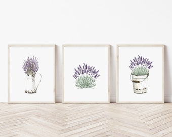Lavender Flower Print Set: Minimalist Botanical Wall Art (Digital Download)