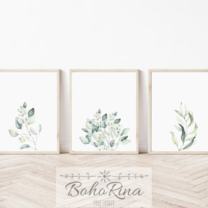 3 Eucalyptus Prints, Greenery Prints, Eucalyptus Set of 3, Greenery Wall Art, Plant Print, Watercolor, Printable Art, Botanical, Eucalyptus