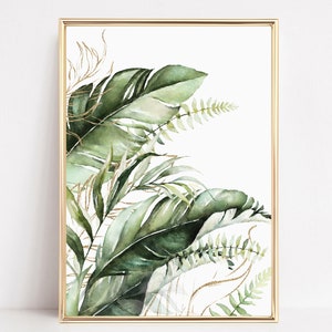 Ensemble d'impressions de feuilles de Monstera : art mural botanique vert tropical (téléchargement numérique)