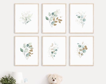Eucalyptus Wall Art Prints: Greenery Botanical Set of 6 (Digital Download)