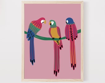Parrot Print - Jungle - Safari - Nursery Wall Art - Tropical Art - Jungle Print - Wall Art - Tropical Bird Wall Art - Bird Wall Art - Parrot