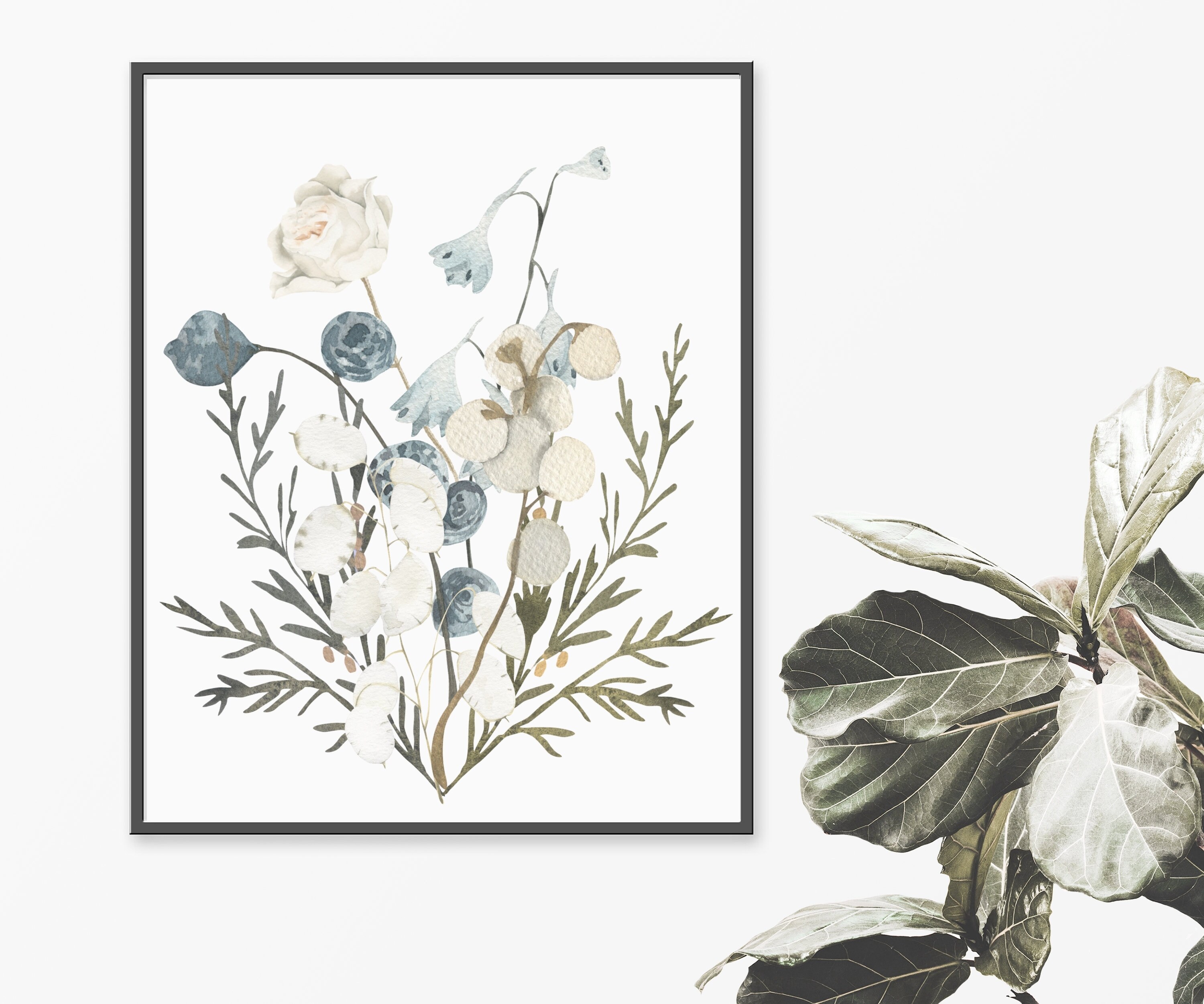 Wildflower Line Art Print: Boho Floral Wall Decor (digital Download) - Etsy