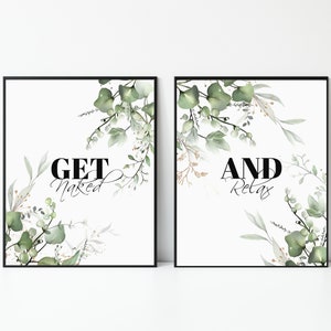 Set of 2 Greenery Bathroom Prints - Bathroom Decor - Tropical Bathroom Print - Wall Decor Print - Bathroom Poster - Bathroom Wall Picture