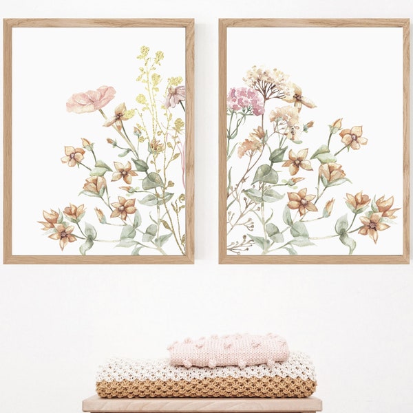 2er Set Wildblumen Drucke - Florale Instant Art - druckbare Kunst - Florale Wandkunst - botanischer Druck - Einweihungsgeschenk - Florales Wohndekor