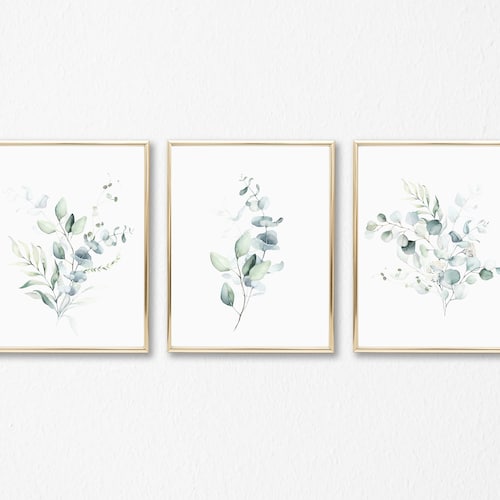Eucalyptus Wall Art Set of 3 Prints Printable Botanical Wall Etsy