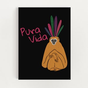 Pura Vida Print - Monkey Print - Botanical Print - Jungle - Safari - Nursery Wall Art - Tropical Art - Jungle Print - Wall Art - Costa Rica