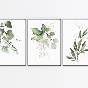 Set of 3 Prints,Wall Art Decor,Greenery,Minimalist,Farmhouse Decor,Home Decor,Botanical, Plant Print, Eucalyptus Print,Printable Wall Decor