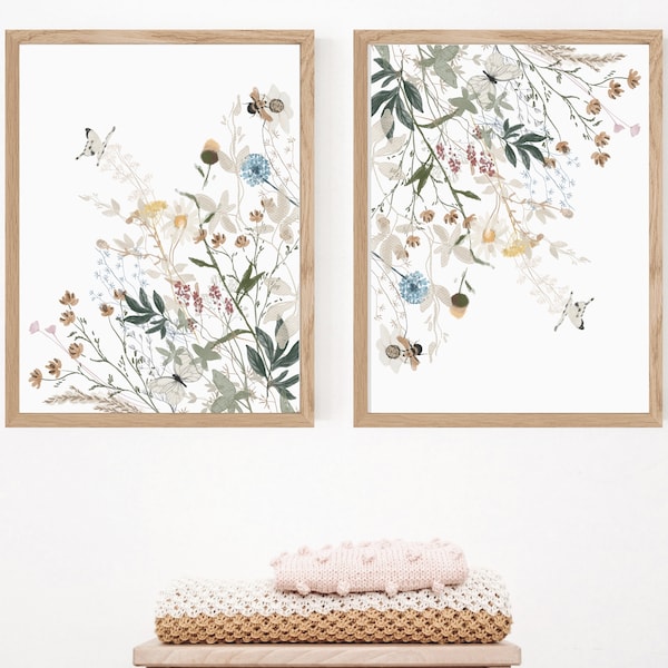 Wildblumen Print - Floral Instant Art - druckbare Wanddekoration - Linie Kunst - Florale Wandkunst - botanischer Druck - INSTANT DOWNLOAD - Blumendruck