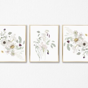 Set of 3 Wildflower Prints - Floral Instant Art - Printable Art - Line ...