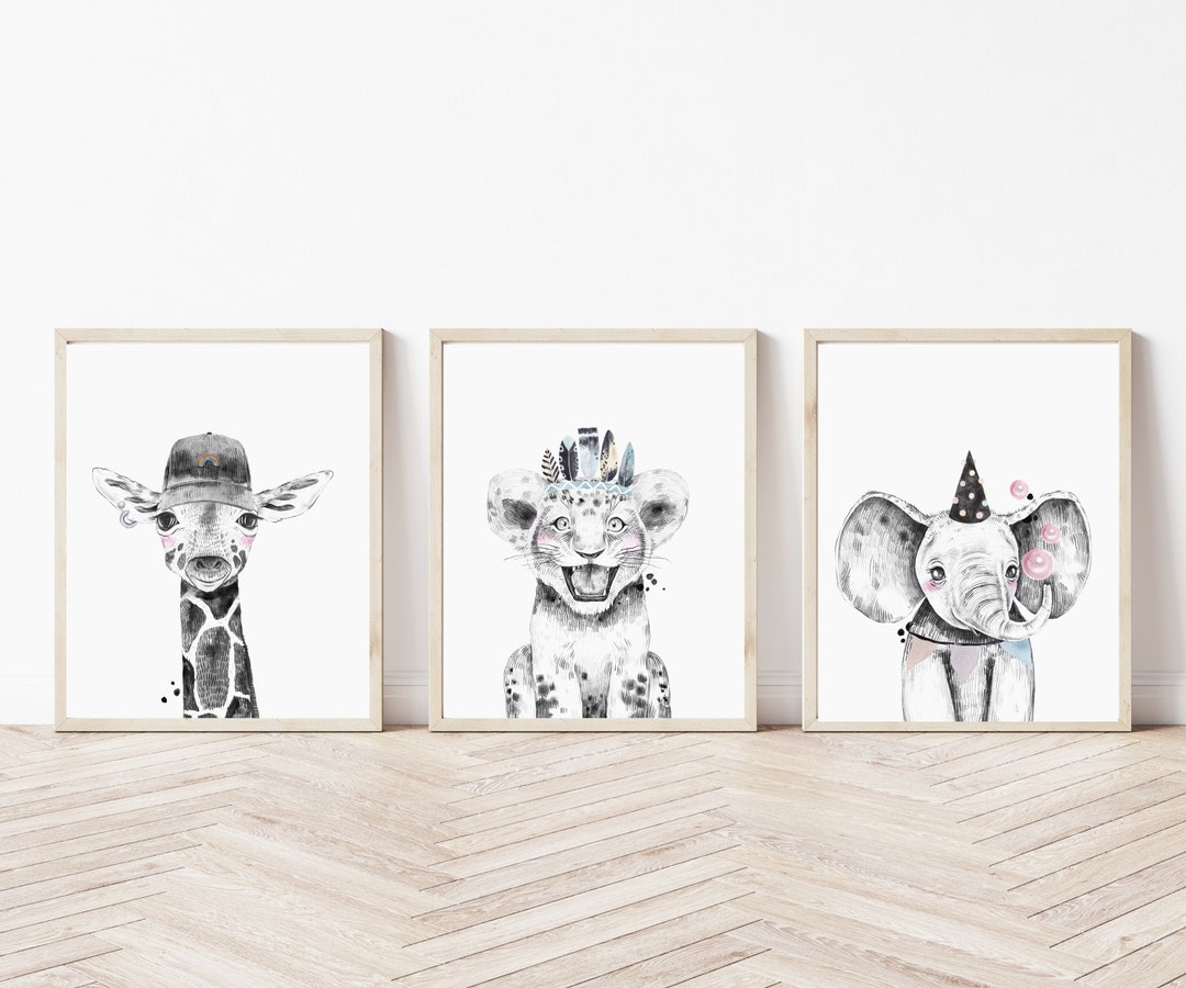 Safari Animal Print Set: Nursery Wall Art (digital Download) - Etsy