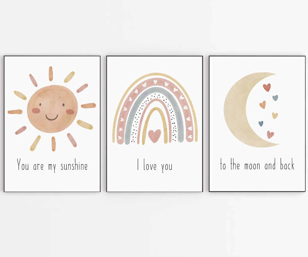 Set of 3 Prints - Nursery Decor - Rainbow Nursery Prints - Nursery ...