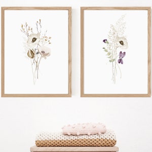 Set of 3 Wildflower Prints - Floral Instant Art - Printable Art - Line ...