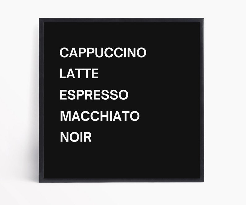 Coffee Chart Kitchen Wall Art Coffee Poster Digital Print Etsy