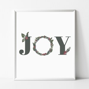 JOY Navidad imprimible - Decoración de la pared de Navidad - Navidad imprimible - Linda decoración navideña - Decoración de invierno - Vacaciones imprimibles - Navidad