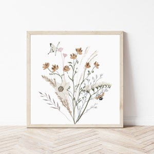 Wildflower Line Art Print: Boho Floral Wall Decor (instant Download) - Etsy
