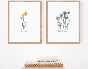 Wildflower Watercolor Print Set: Minimalist Botanical Art (Digital Download)
