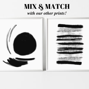Abstract Print - Black and White Poster - Black Watercolor - Modern Minimalist - Printable Wall Art - Digital Download - Monochrome Print
