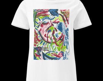 Original Art Graphic Tee for Women | Hand Painted Design T-Shirt | Wearable Art | Semi-Fitted Cotton Tee | Artist Made