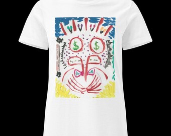 Original Art Graphic Tee for Women | Hand Painted Design T-Shirt | Wearable Art | Semi-Fitted Cotton Tee | Artist Made