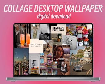 Aesthetic Collage Desktop Wallpaper, Laptop Wallpaper, Rich - Cool Girl Energy, Motivational | CoolGirlxDesigns