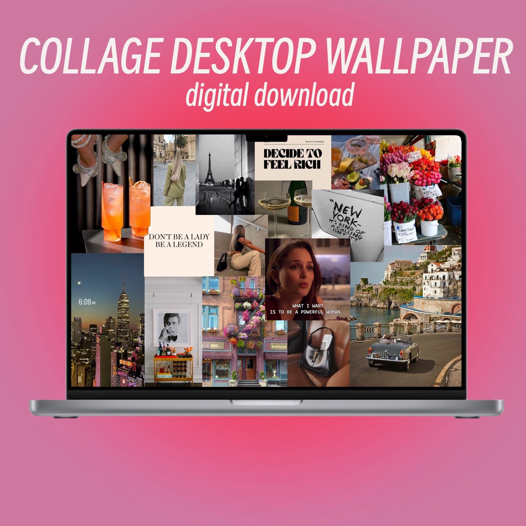 Aesthetic Collage Desktop Wallpaper, Laptop Wallpaper, Rich - Cool Girl ...