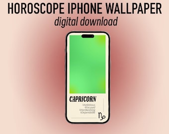 Horoscope Phone Wallpaper, Capricorn Horoscope Wallpaper with Zodiac Traits, Green Aura Image with Symbol and Traits | CoolGirlxDesigns