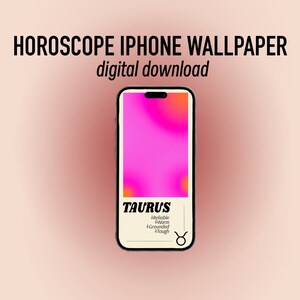 Horoscope Phone Wallpaper, Taurus Horoscope Wallpaper with Zodiac Traits, Pink Aura Image with Symbol and Traits | CoolGirlxDesigns