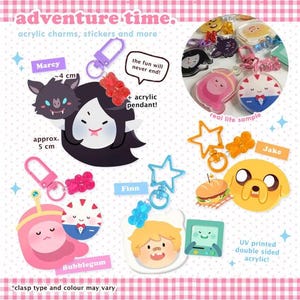 アドベンチャー タイム: 人間のフィン、犬のジェイク、吸血鬼の女王マーセリン、プリンセス バブルガム | ダブル アクリル キーチェーン | 漫画ファンへのギフト