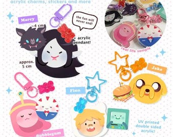 Temps de l&#39;aventure : Finn l&#39;humain, Jake le chien, Marceline la reine vampire, princesse Bubblegum | Porte-clés double en acrylique | Cadeau pour fan de dessins animés