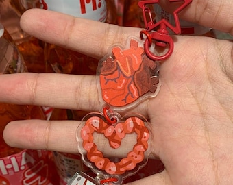 Horror Cute Guts & Knife | Linked Charm | Yami Kawaii, Menhera, Guro, Bloody Cute, Heart Organ, Valentine’s Gift