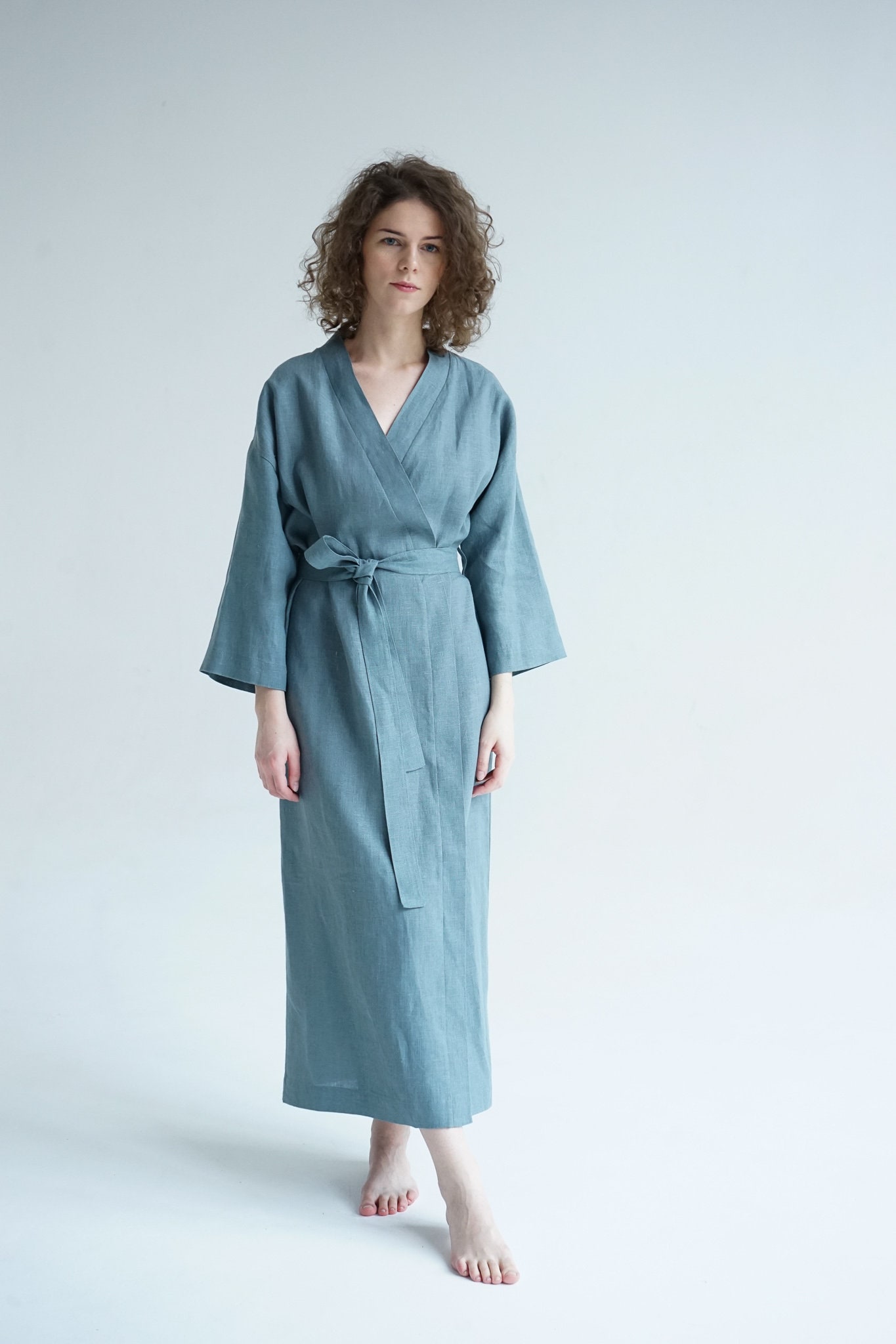 Linen robe Linen kimono Linen bathrobe Plus size robe Long Etsy