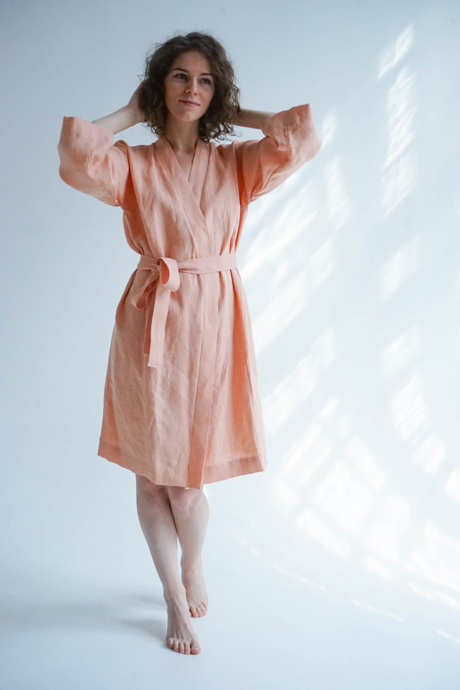 Short linen robe women Linen kimono Linen bathrobe Spa Etsy