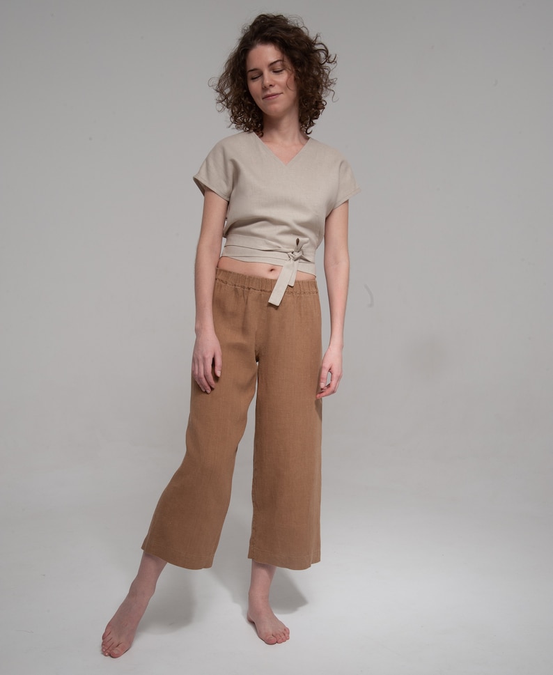 Linen culottes Loose linen pants Ocean trousers Linen pants Linen trousers