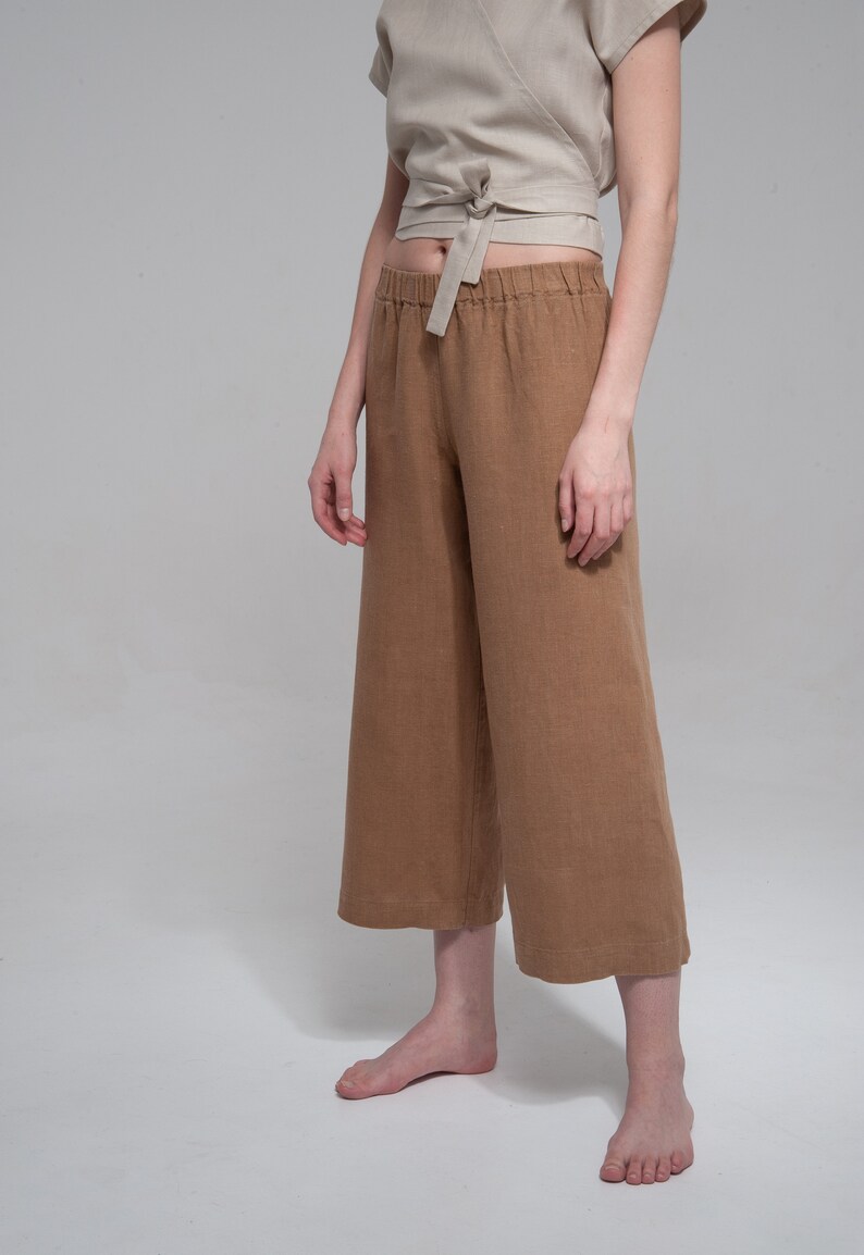Linen culottes Loose linen pants Ocean trousers Linen pants Linen trousers