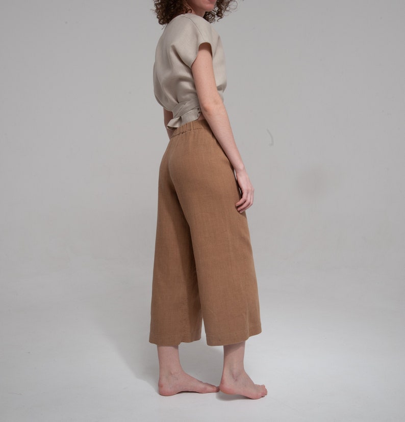 Linen culottes Loose linen pants Ocean trousers Linen pants Linen trousers